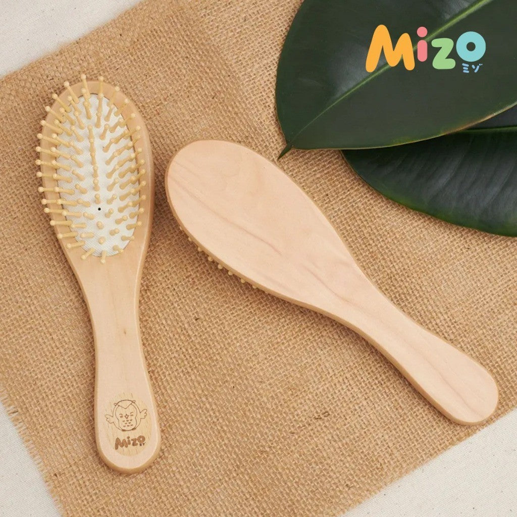 MIZO Premium Natural Bamboo Goat Hair Brush and Comb Sisir Bayi