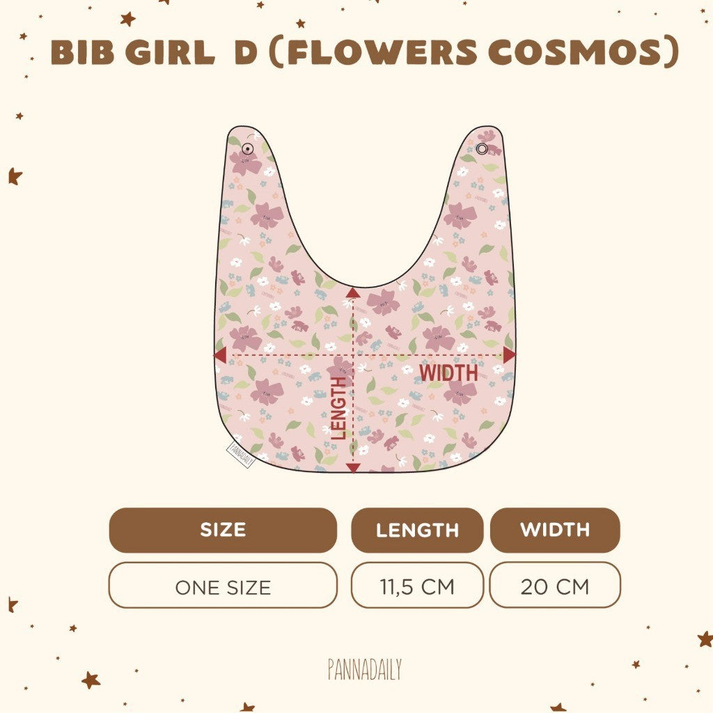 BOHOPANNA - PANNADAILY - BIB GIRL PRINT - FLOWERS COSMOS SERIES - Slabber Bayi