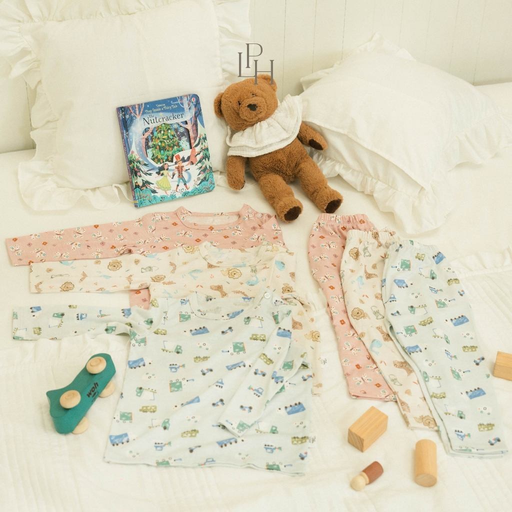 Little Palmerhaus - Little Wear Shoulder Button Long Set (Setelan Anak Lengan Panjang)