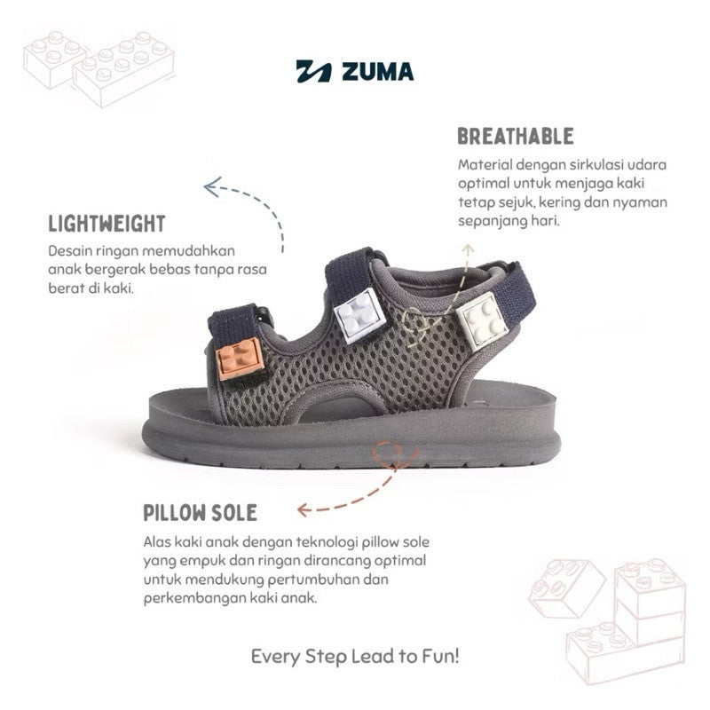 ZUMA BABY VELCRO BRICKS | SANDAL ANAK