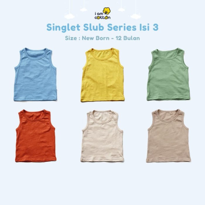Kaos Singlet Bayi / Kaos Dalam Anak / I am Cotton Singlet Slub Isi 3
