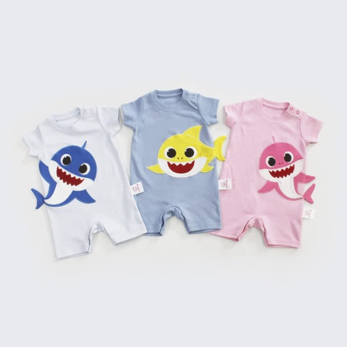 Jumper Bayi | Romper Pendek Baby Shark Embrodery