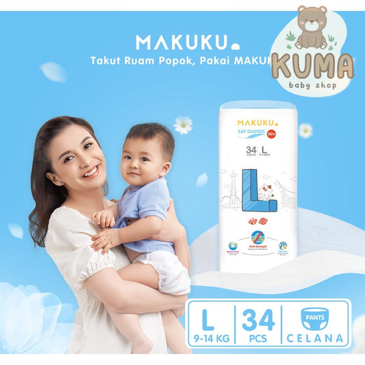 MAKUKU SAP Diapers Slim Pants L34 Popok Celana Bayi SAP Anti Gumpal