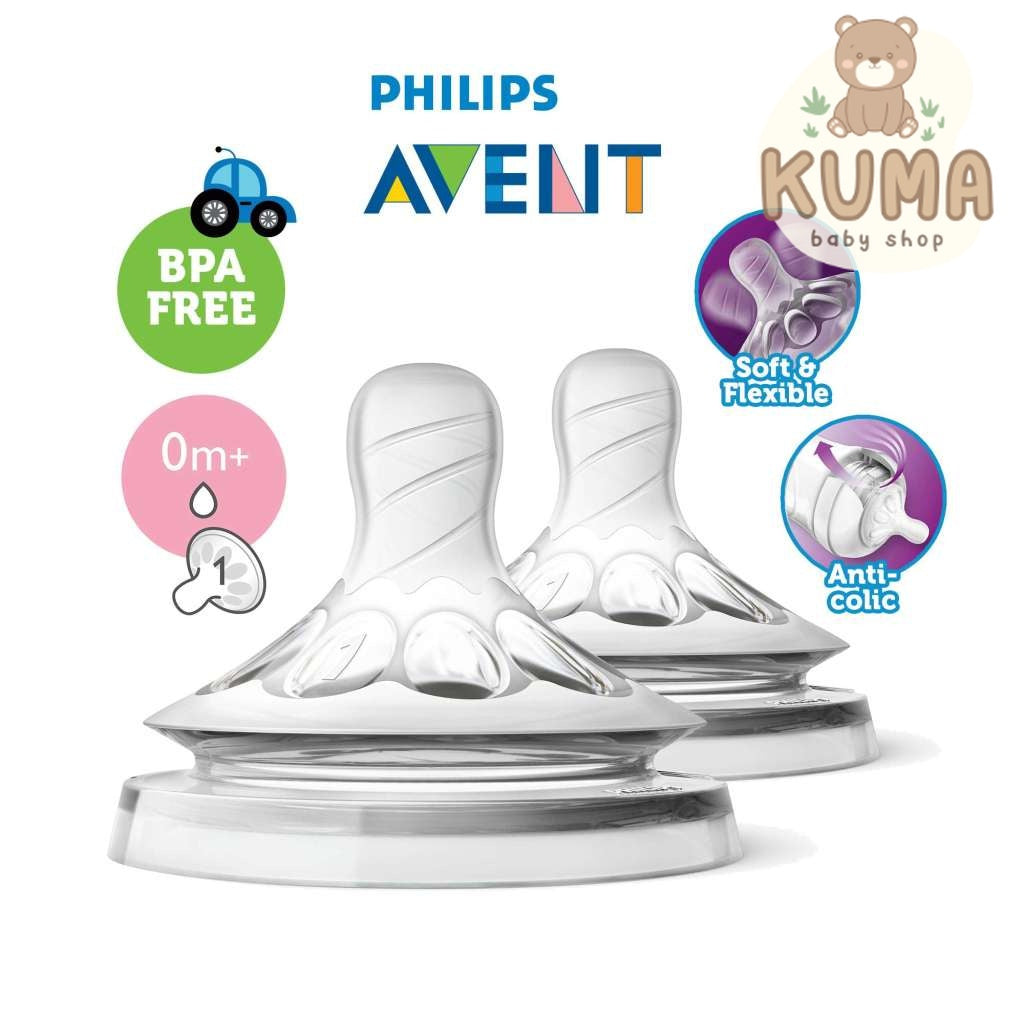 Avent Teat Natural 2Pcs Nipple Botol Phillips Avent Wide Neck