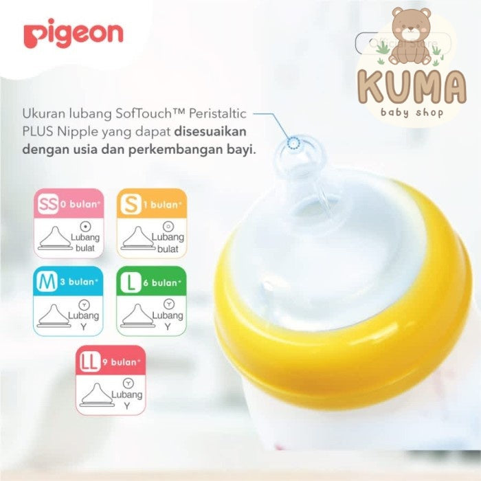 PIGEON Dot Peristaltic Plus Size M Isi 2 Pcs | Dot Bayi Wide Neck