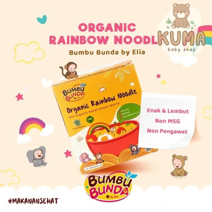 Bumbu Bunda Organic Rainbow Noodle Mie Organik 4 Warna Non MSG
