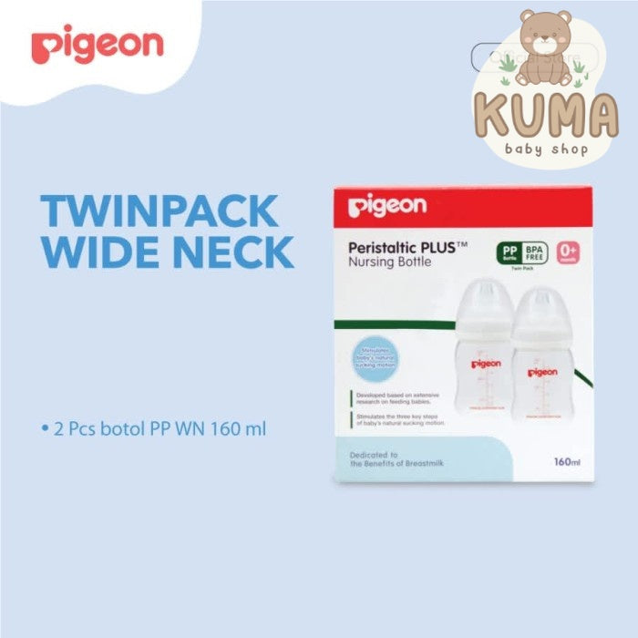 Pigeon Twin Pack Bottle Wide Neck 160Ml P-Plus Nipple Botolisi 2pcs