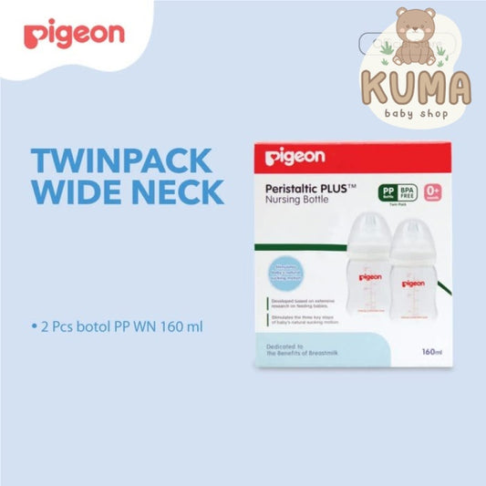 Pigeon Twin Pack Bottle Wide Neck 160Ml P-Plus Nipple Botolisi 2pcs