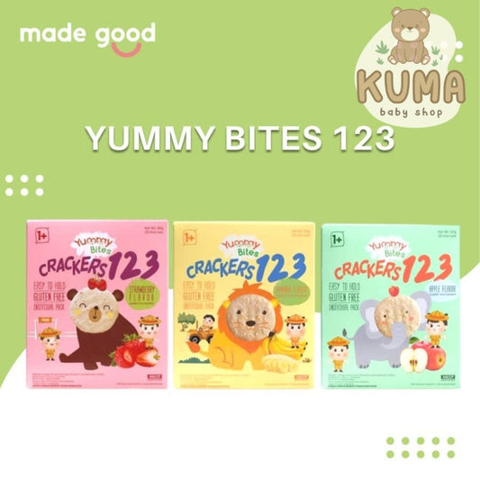 Yummy Bites Rice Crackers 123 - Snack Biskuit Bayi Sehat 1+ tahun 50gr