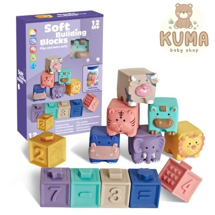 Soft building blocks, Mainan balok lentur anak, Mainan bayi teether
