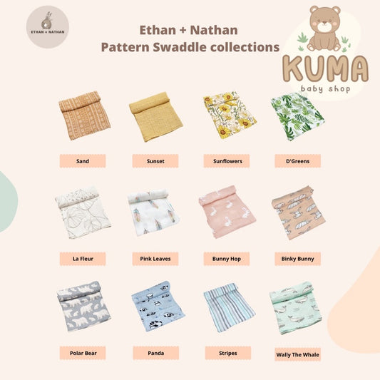 Ethan + Nathan Swaddle Blanket / Bedong Bayi Pattern