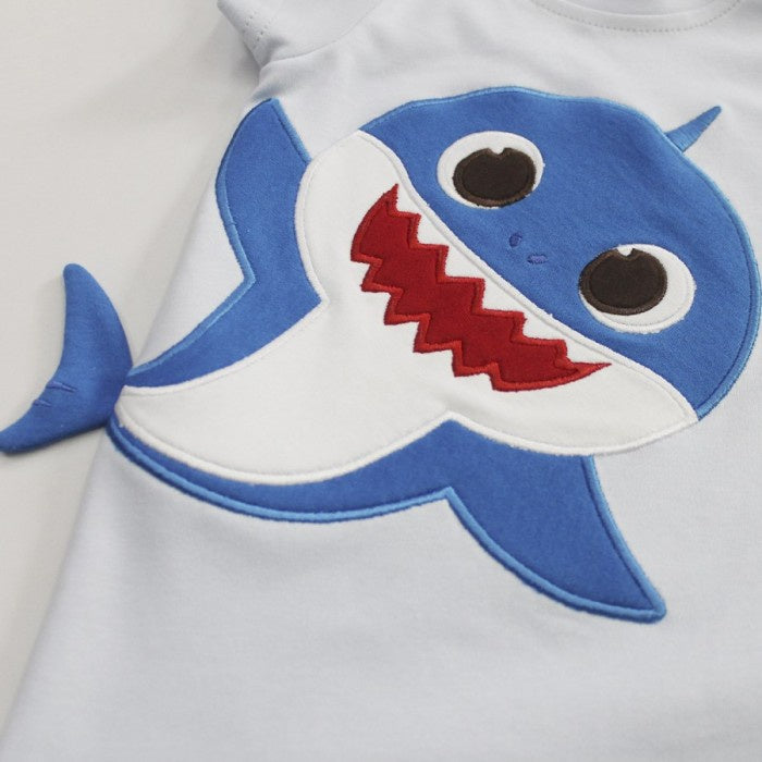 Jumper Bayi | Romper Pendek Baby Shark Embrodery