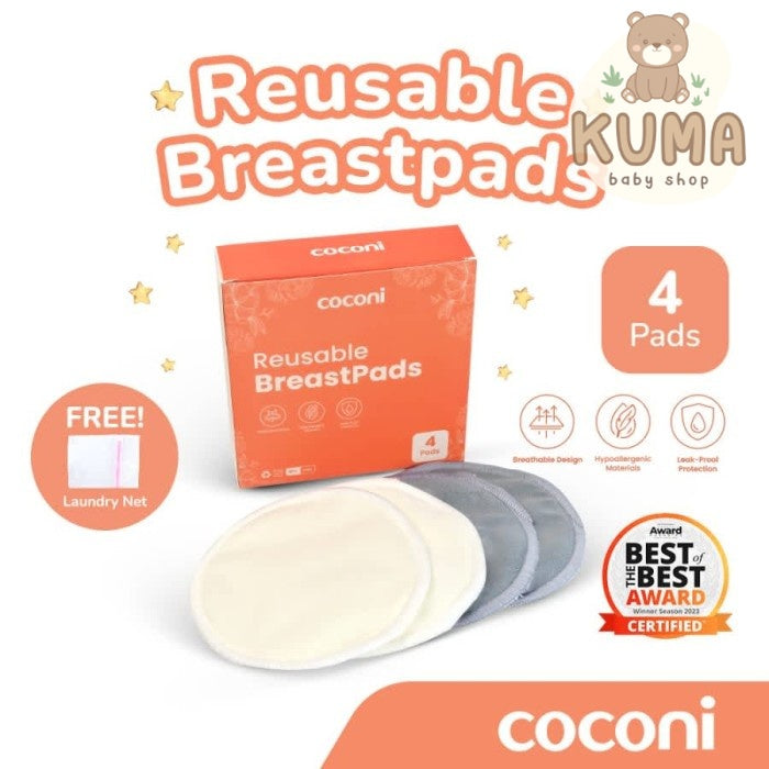 COCONI Reusable Breastpads 4 Pcs | Penyerap ASI Cuci Ulang isi 4 Pcs