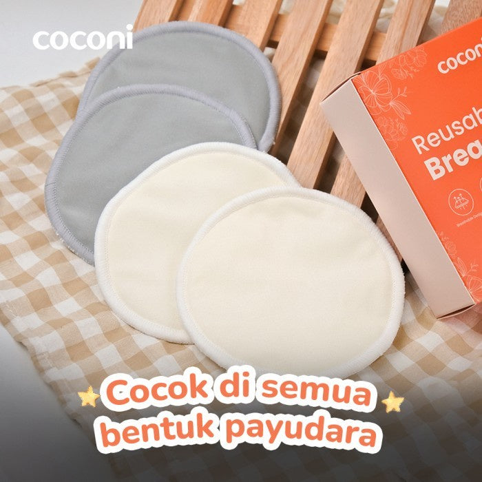 COCONI Reusable Breastpads 4 Pcs | Penyerap ASI Cuci Ulang isi 4 Pcs