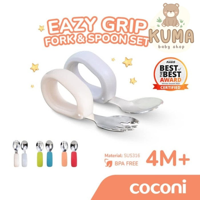 COCONI Eazy Grip Fork & Spoon Set | Sendok Garpu Makan Anak MPASI