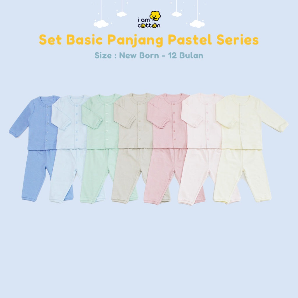 Setelan Panjang Baju Bayi / I Am Cotton Long Basic Set Pastel Series