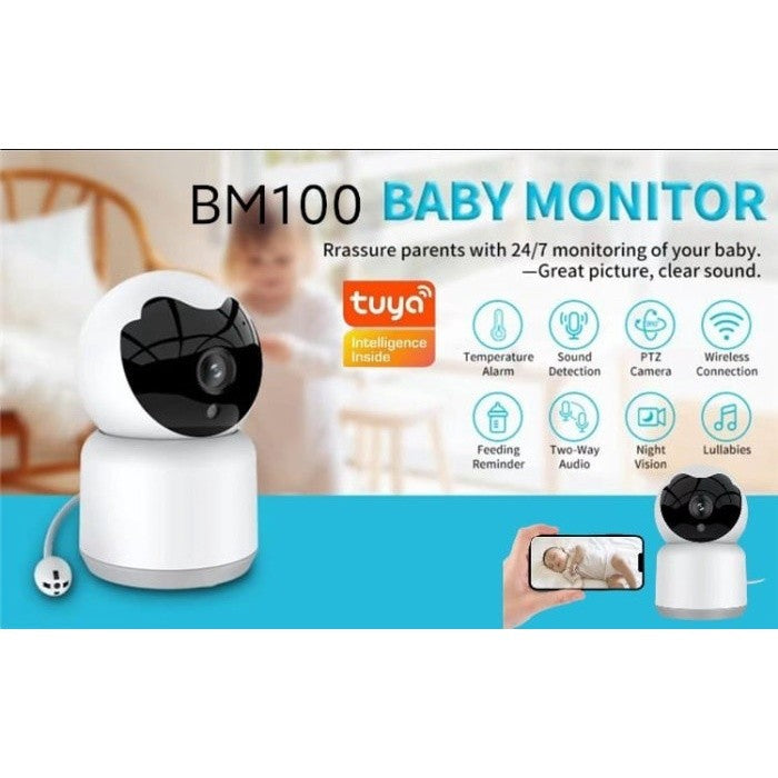 BM100 Smart Ip Camera Video WiFI Baby Monitor with TUYA Apps & 360 PTZ