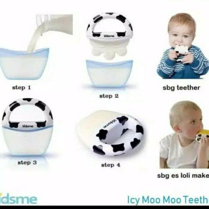 Kidsme moo moo icy teether gigitan bayi soothing relief baby ice maker