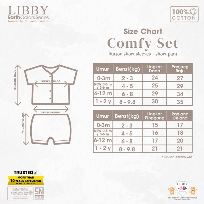 LIBBY Earth Comfy Setelan Pendek Seri 5 (1stel/pack) Baju Pendek Anak