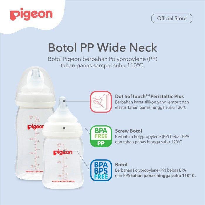 Pigeon Botol PP Wide Neck 160 Ml W/ P-Plus Nipple Dot Bayi 1pcs