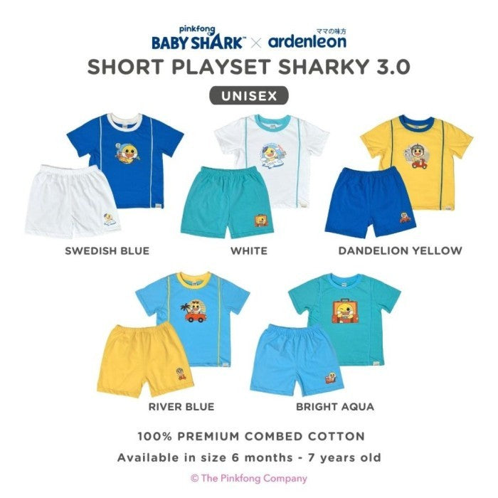 ARDENLEON Setelan Anak Baby Shark Short Playset 3.0 Sharky Sea-fari