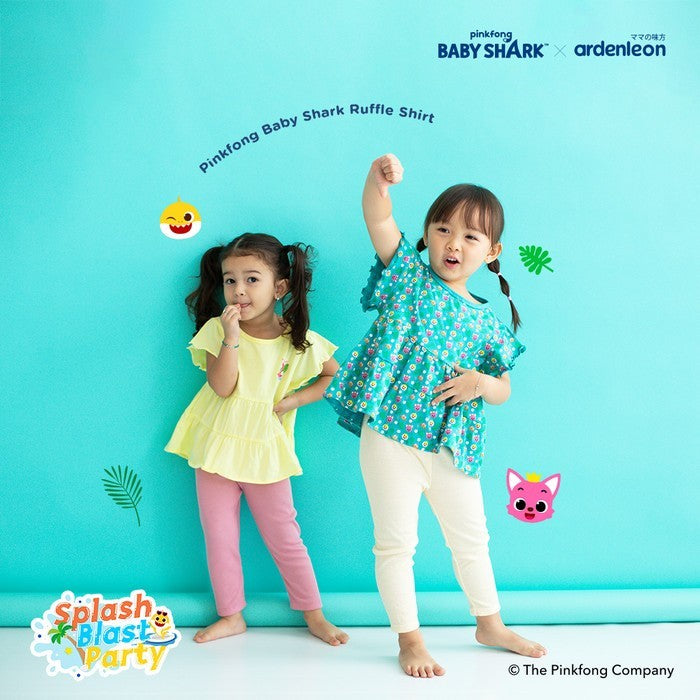 ARDENLEON Atasan Anak Pinkfong Ruffle Shirt Kaos Anak Perempuan