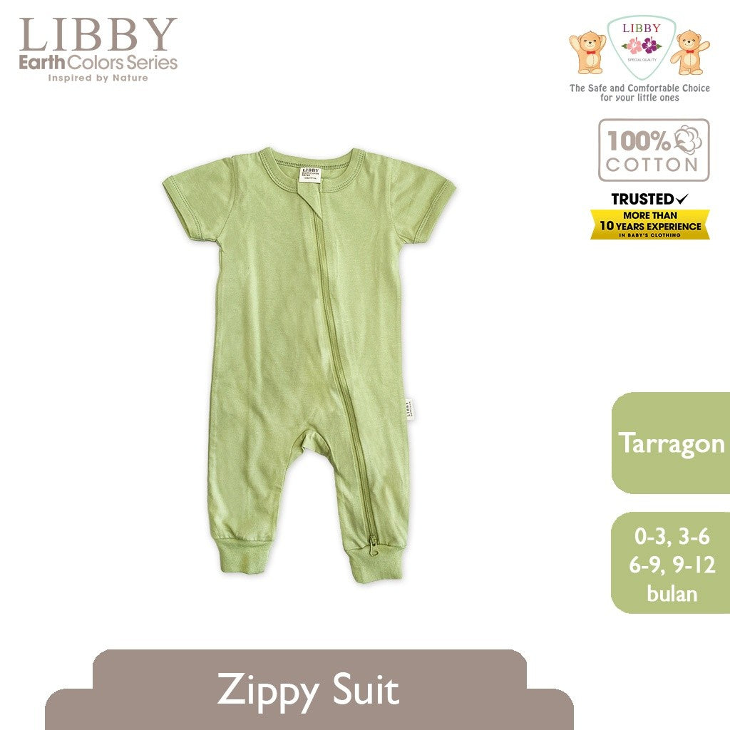 LIBBY Zippy Suit Lengan Pendek Bayi Laki-laki & Perempuan 0-12bln (1 Pcs / Pack) - Sleep Suit Playsuit Jump Suit Romper Bayi