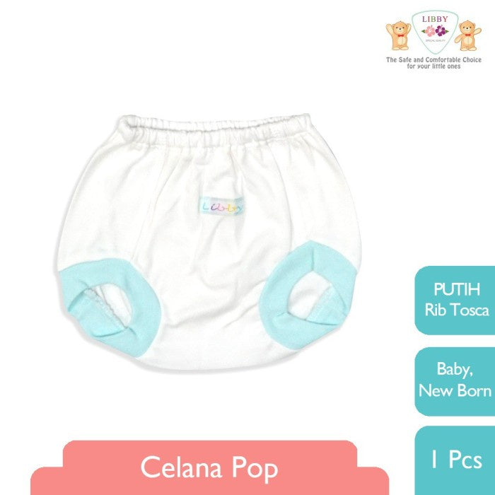 LIBBY Celana Pop Newborn Polos Putih List Rib Warna(1 pcs)