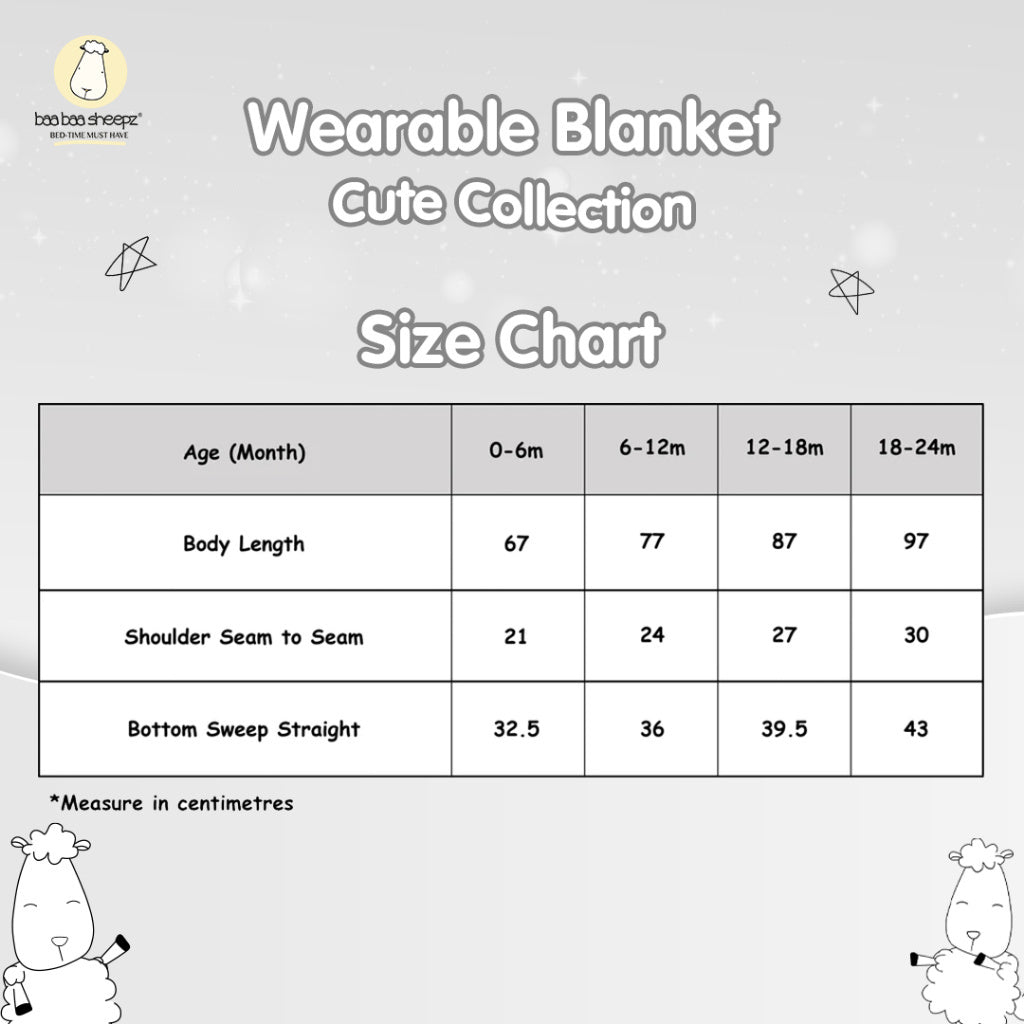 Baabaasheepz Wearable Blanket Zip Cute Big Star & Head / Selimut Bedong Instan Anak GREY