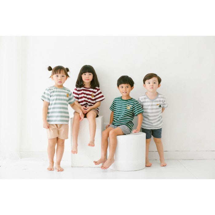 ARDENLEON Setelan Anak Kaos Anak Short Playset Stripe Animal 2.0