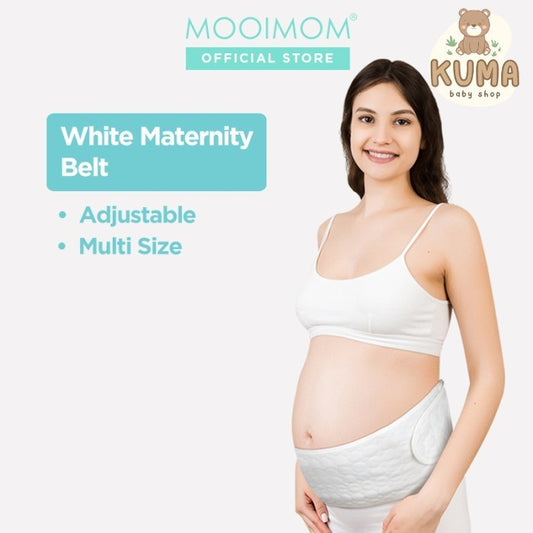 Penyangga Perut Ibu Hamil - MOOIMOM Cotton White Maternity Belt