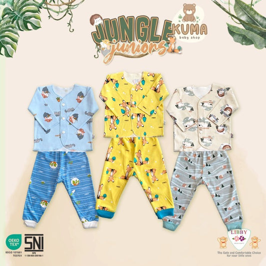 LIBBY Setelan Baju Panjang Newborn Motif Jungle Juniors (1 stel)