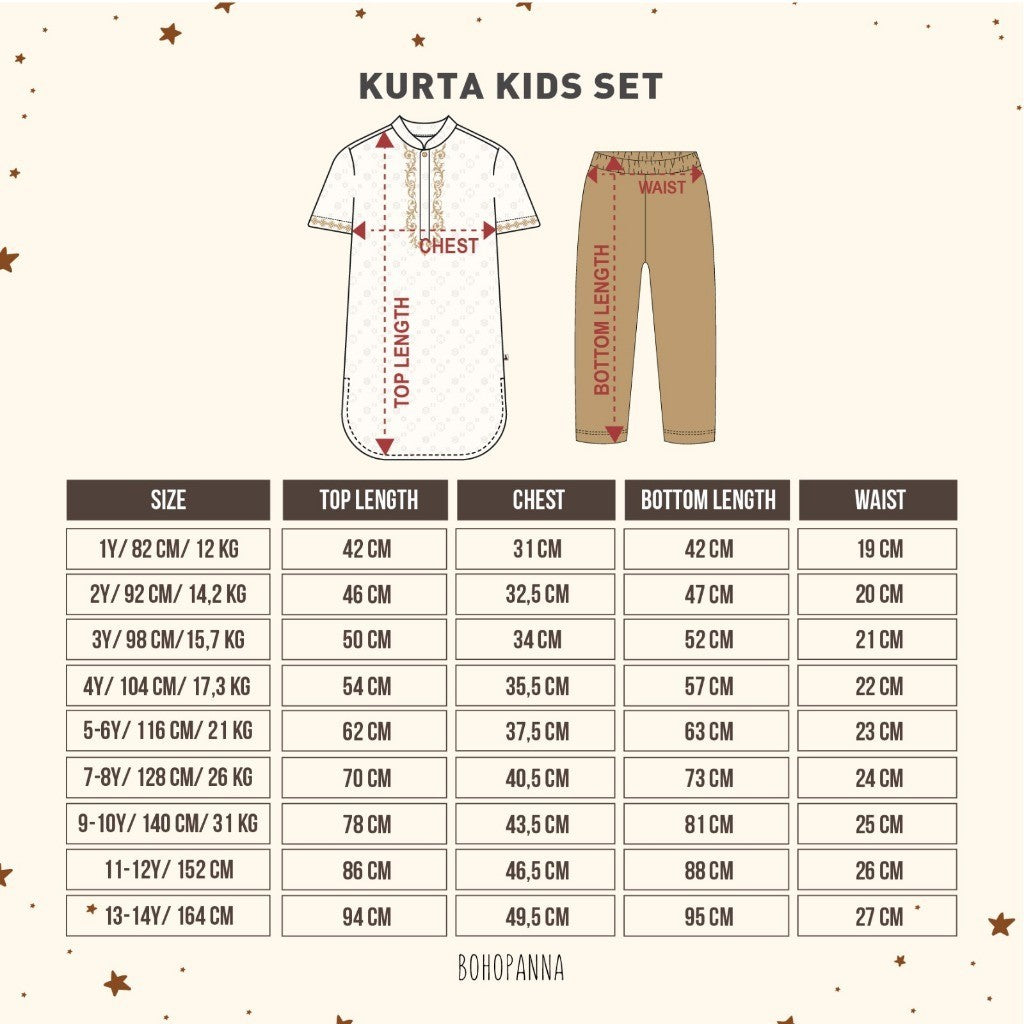 BOHOPANNA - RAYA COLLECTION 2025 - KURTA KIDS SET - Setelan Baju Bayi - Baju Muslim - Baju Raya