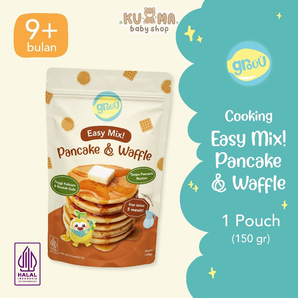 Grouu - Easy Mix! Pancake & Waffle - Cemilan Anak Tanpa Pemanis Buatan