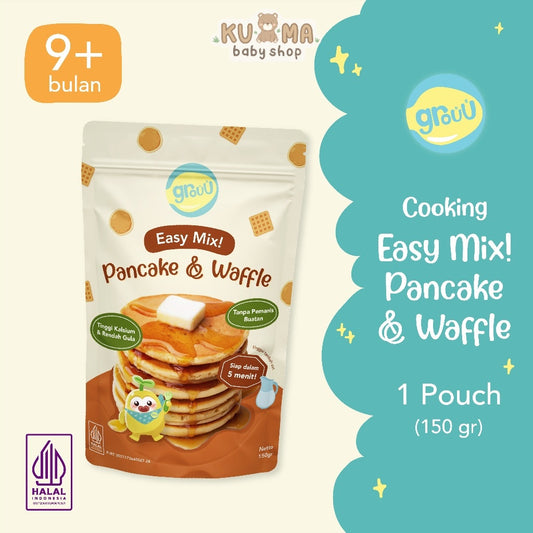 Grouu - Easy Mix! Pancake & Waffle - Cemilan Anak Tanpa Pemanis Buatan