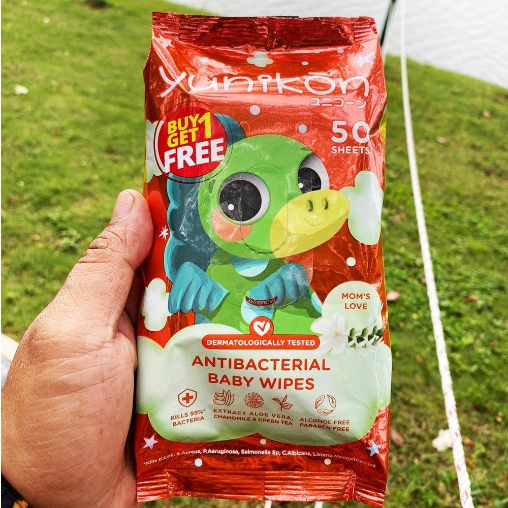 Yunikon Antibacterial Baby Wipes Peach BUY 1 GET 1 FREE [50 Sheets x 2 Pcs] Tisu Basah Bayi