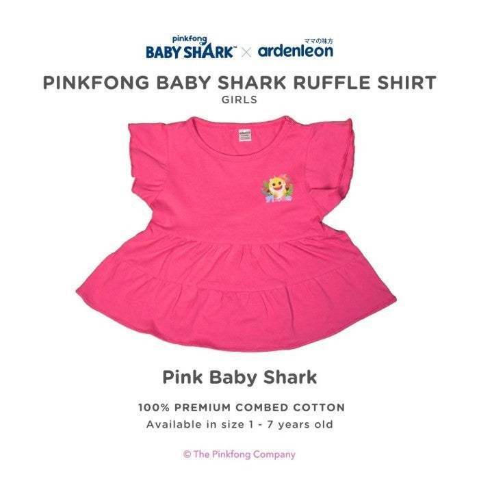 ARDENLEON Atasan Anak Pinkfong Ruffle Shirt Kaos Anak Perempuan