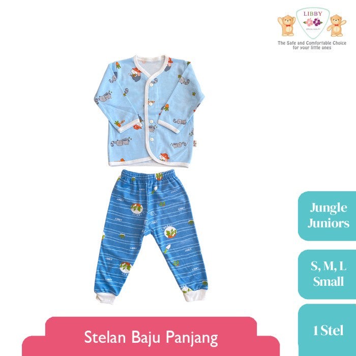 LIBBY Setelan Baju Panjang Anak Kecil Motif Jungle Juniors  (1 stel)