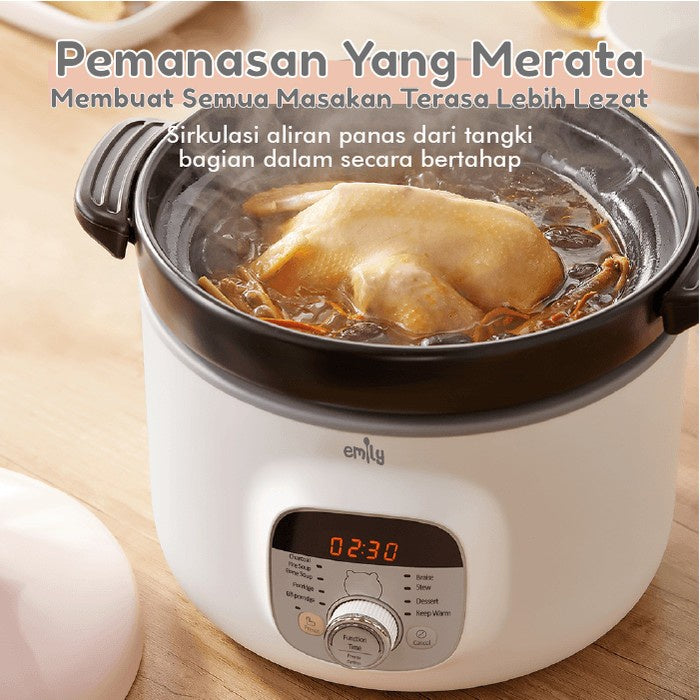 Emily Slow Cooker Clay Coated Pot 2.8L / Baby & Family Food Maker