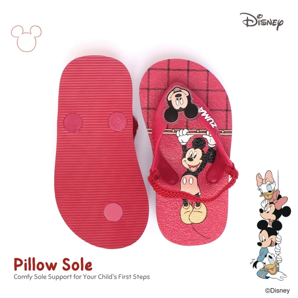 Zuma Baby x Disney Mickey 1 Red, Sandal Jepit Bayi Karet Tali Belakang, Merah