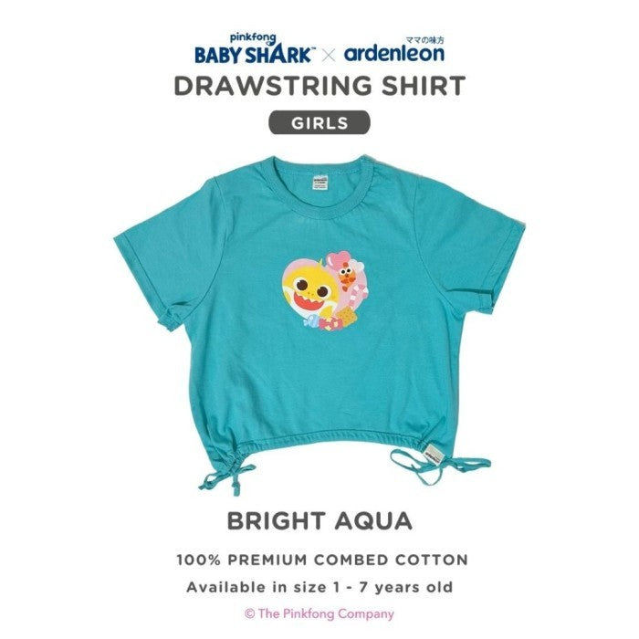 ARDENLEON Atasan Anak Perempuan Pinkfong Baby Shark Drawstring Shirt