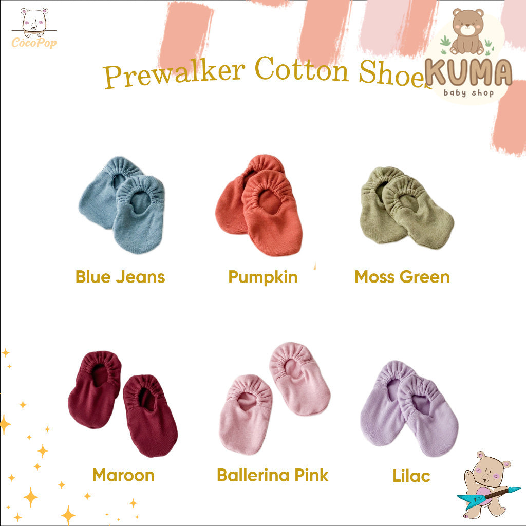 Cocopop Baby - Coco Prewalker Cotton Shoes Baby ( 0 12 Bulan / 1 Tahun ) Newborn Kaos Kaki Sepatu Bayi Unisex Laki Laki Wanita Bahan Katun Lembut Halus