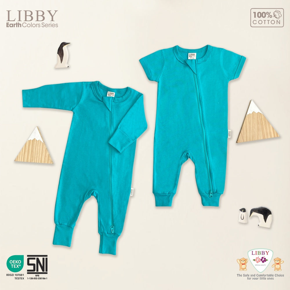 LIBBY Zippy Suit Lengan Pendek Bayi Laki-laki & Perempuan 0-12bln (1 Pcs / Pack) - Sleep Suit Playsuit Jump Suit Romper Bayi