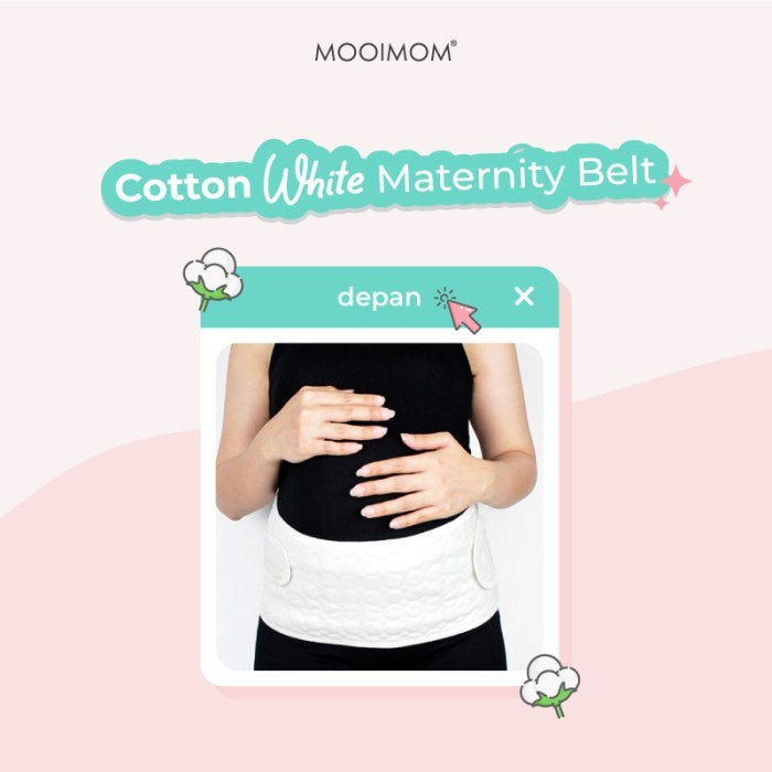 Penyangga Perut Ibu Hamil - MOOIMOM Cotton White Maternity Belt