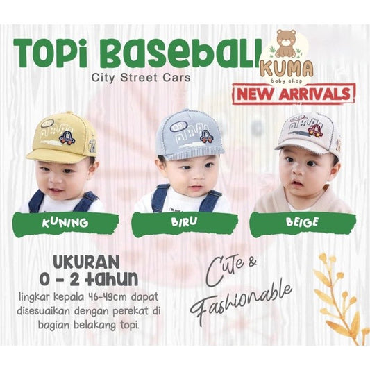 Topi Baseball bayi City Street Cars 01 Baby Boy Caps Topi Anak 0 - 2