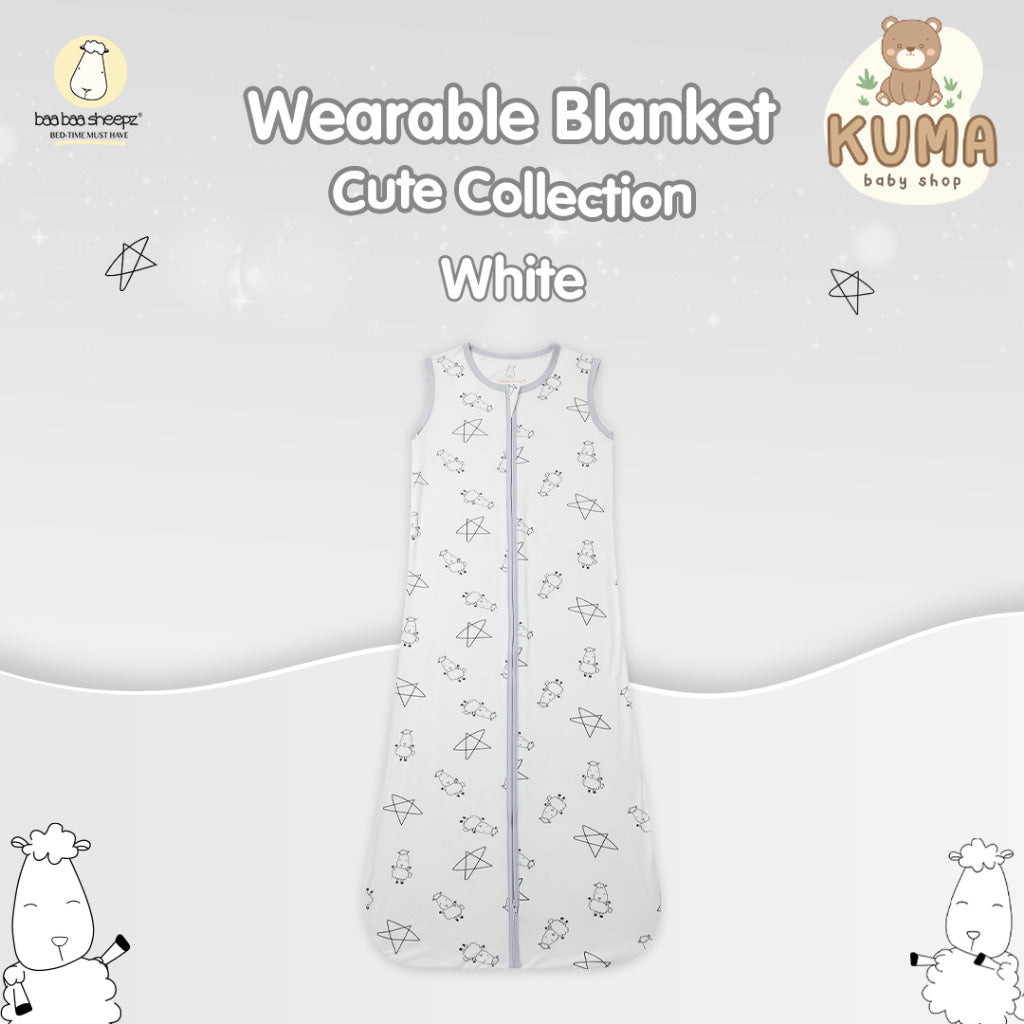 Baabaasheepz Wearable Blanket Zip Cute Big Star & Sheepz / Selimut Bedong Instan WHITE