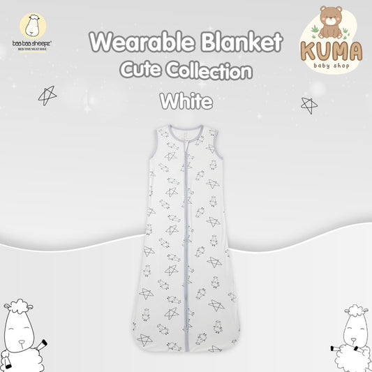 Baabaasheepz Wearable Blanket Zip Cute Big Star & Sheepz / Selimut Bedong Instan WHITE