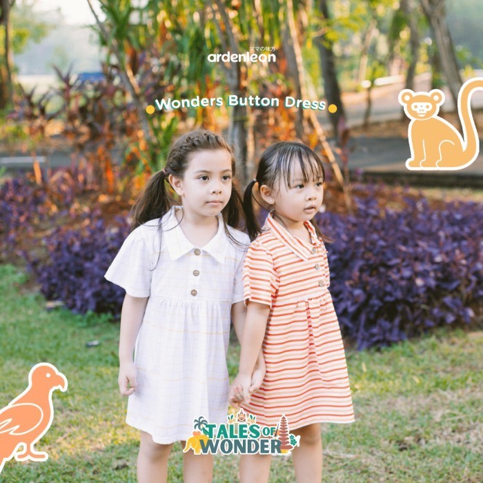 Ardenleon Rok Anak Wonders Button Dress Baju Anak Perempuan