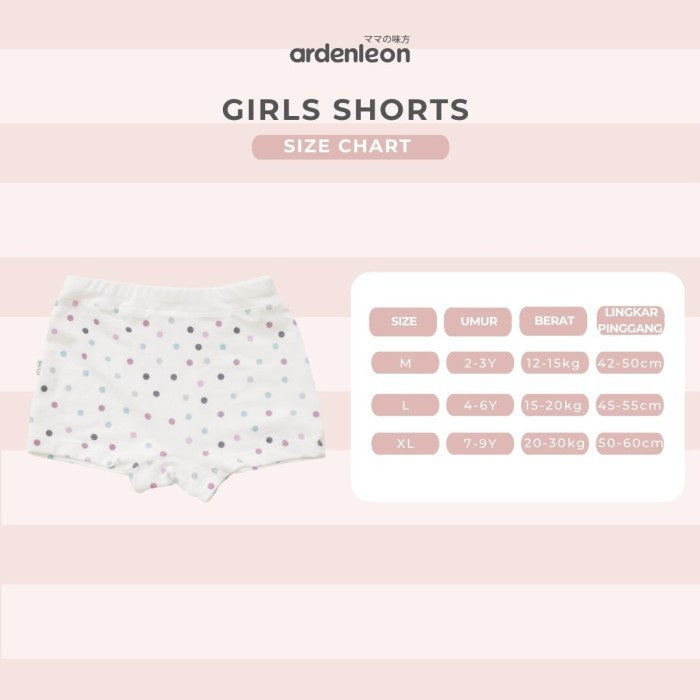ARDENLEON Girls Shorts (2 pcs) Peach Dot Celana Dalam Anak