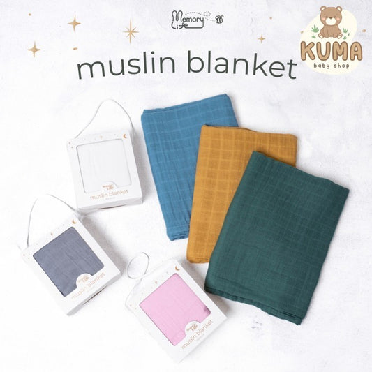 MemoryLife - Premium Plain Muslin Baby Blanket Swaddle | Kain Bedong